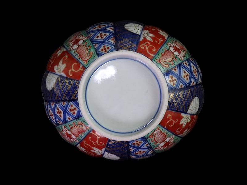 大聖寺伊万里 金襴手 寿紋に輪花楕円変形皿 大振向付 E704AS-CZk