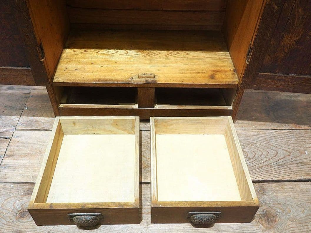 1305 アンティーク 象嵌細工の飾り棚 食器棚 キャビネット ガラスケース