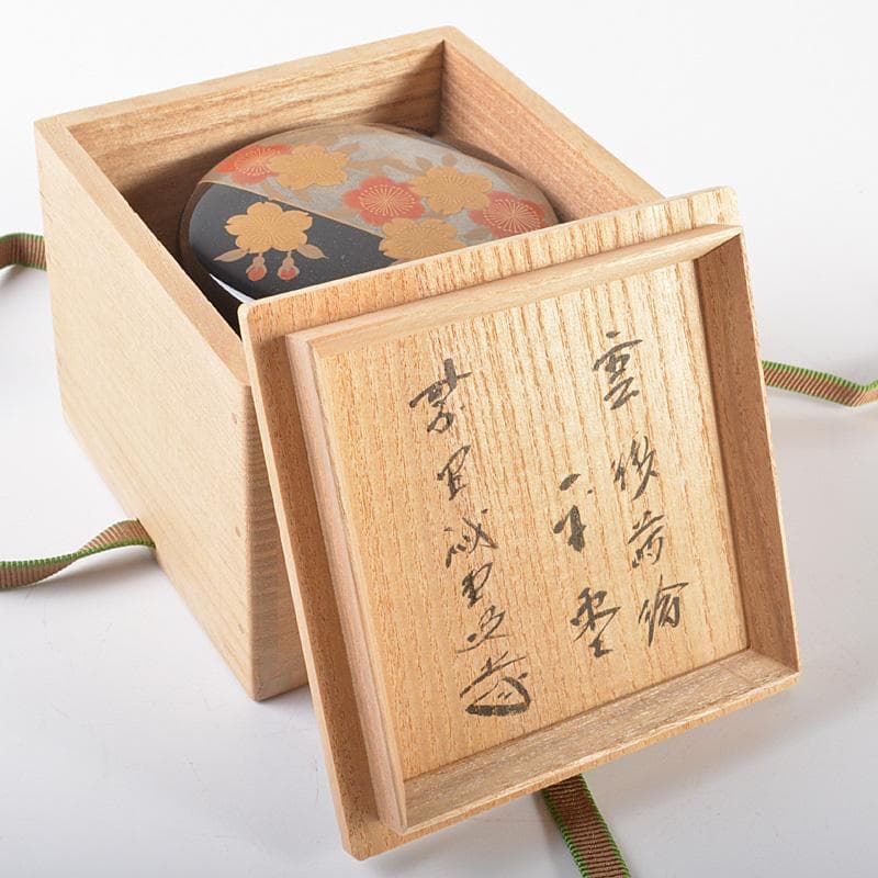 茶道具　輪島塗　目代春帆作　雲桜蒔絵　平棗　紫野　藤井誠堂極め箱　V　R6587
