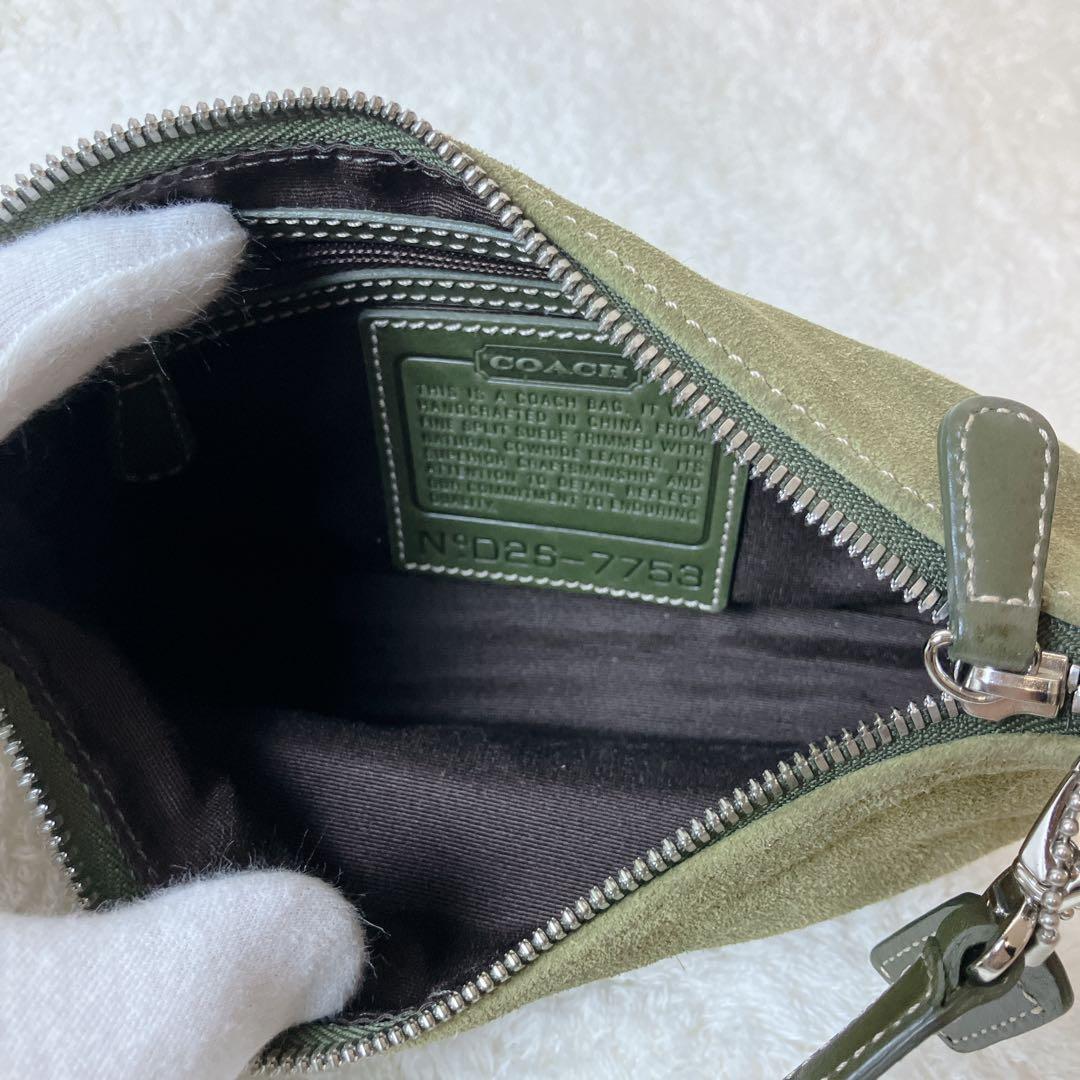バッグ vintage coach suede shoulderbag green