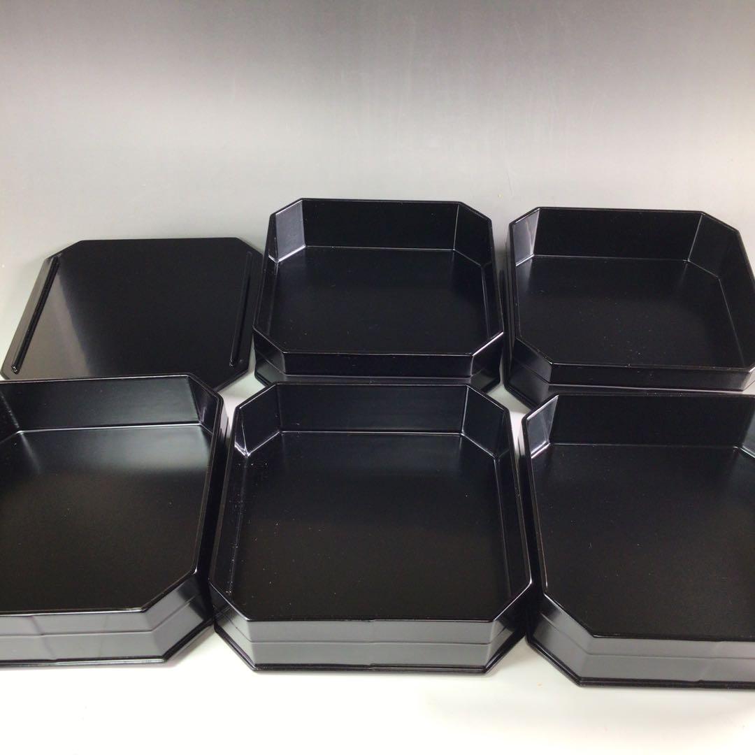 Ｒ５３１　縁高　『塗師　春香作』『真塗』『五段重』　共箱　菓子器　懐石道具