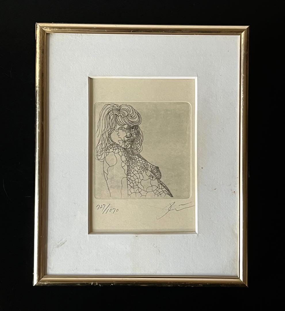 ビンテージ 額装済み 城 景都 オリジナル銅版画 727/1070 エッチング