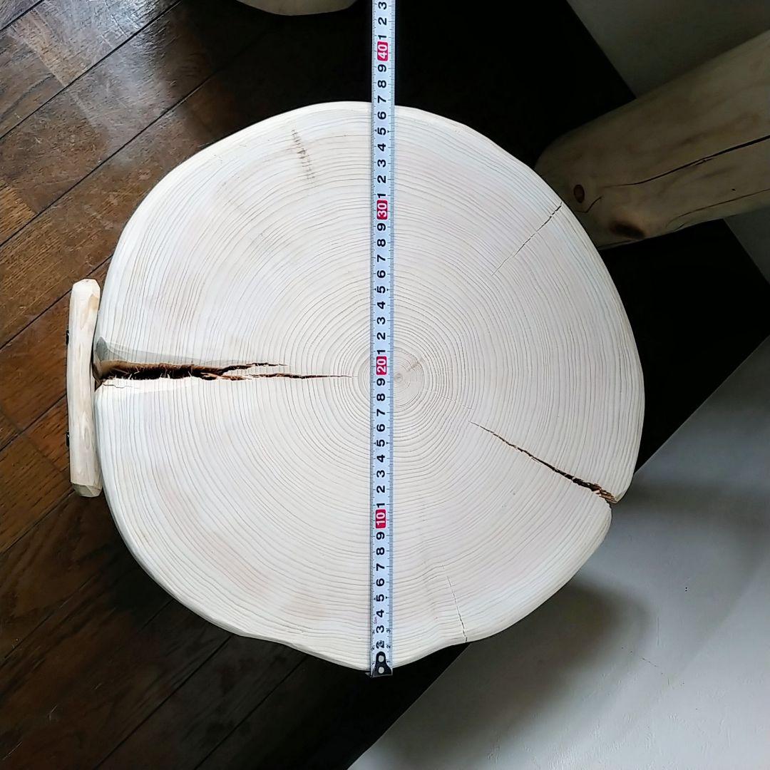 丸太スツール　丸太サイドテーブル　極太ヒノキ