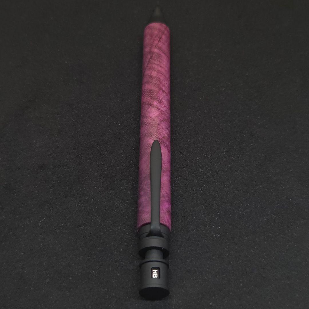 No.02ハンドメイド製図用シャープペンMDS1木軸パープルハート縮み杢