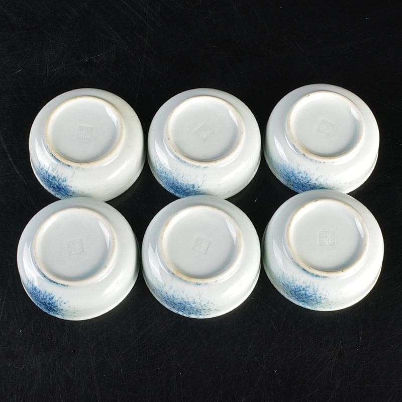 和食器 染付 吹墨文小皿 十二客 書付箱 V R7437