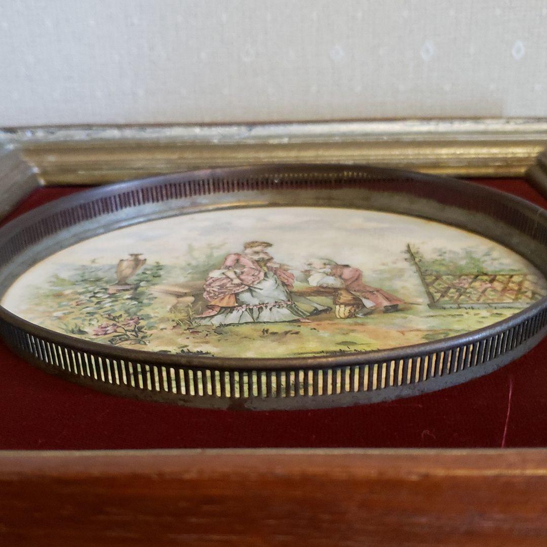 西洋アンティーク　フランス19世紀絵皿の壁掛　美術品　骨董品