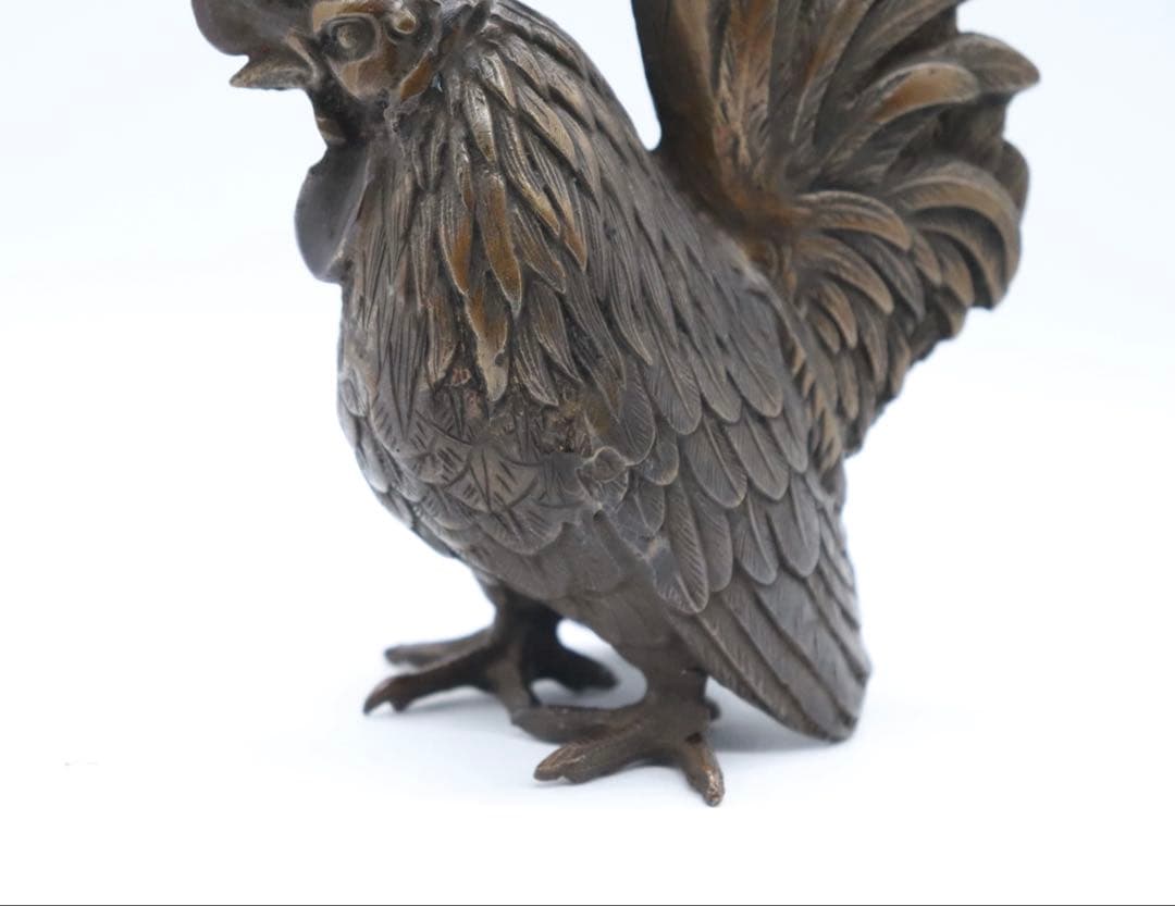 時代 銅製 鶏 オブジェ 置物 送料込み250807