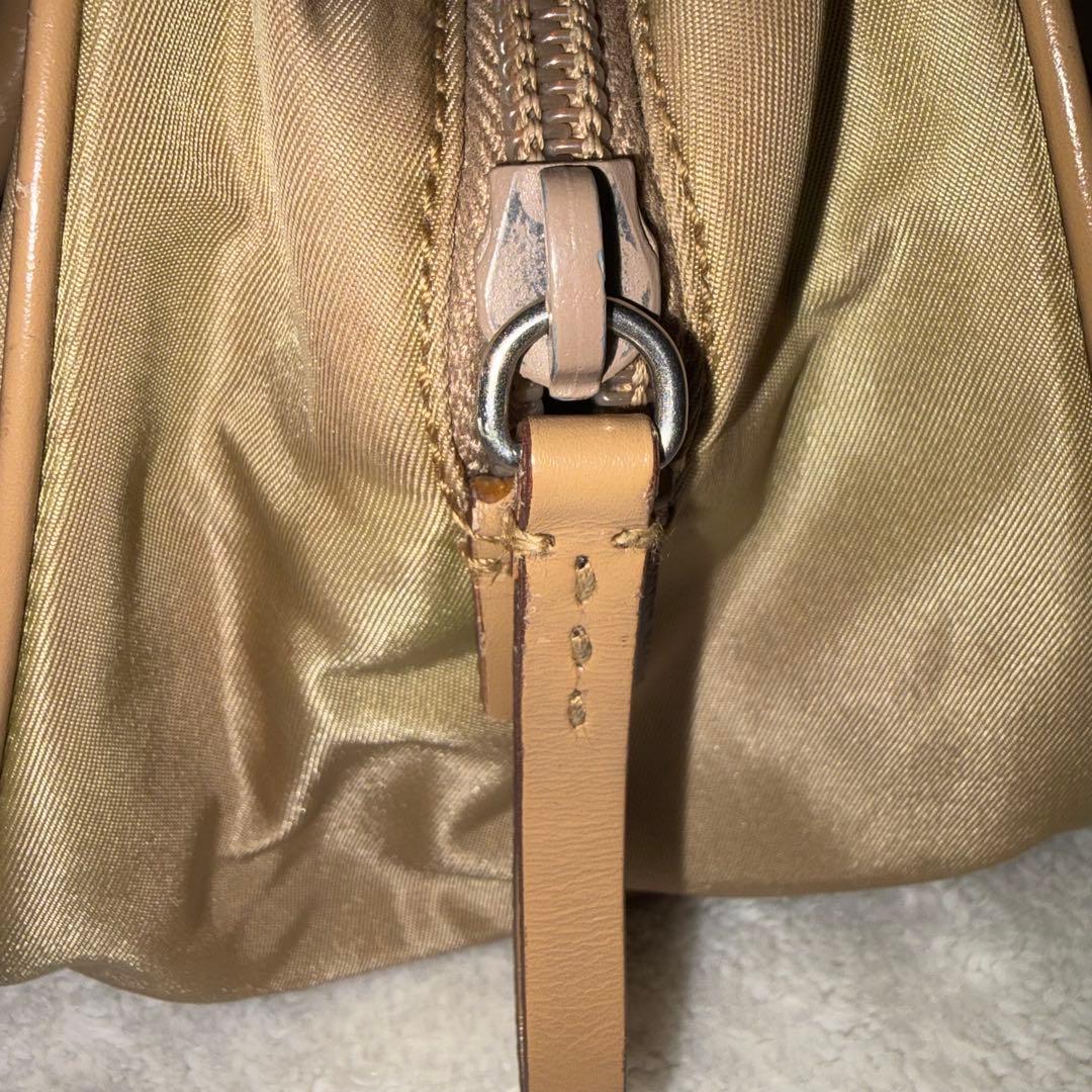 PRADA プラダ ナイロンバッグ 革 カーキ 三角ロゴ y2k 鑑定済み