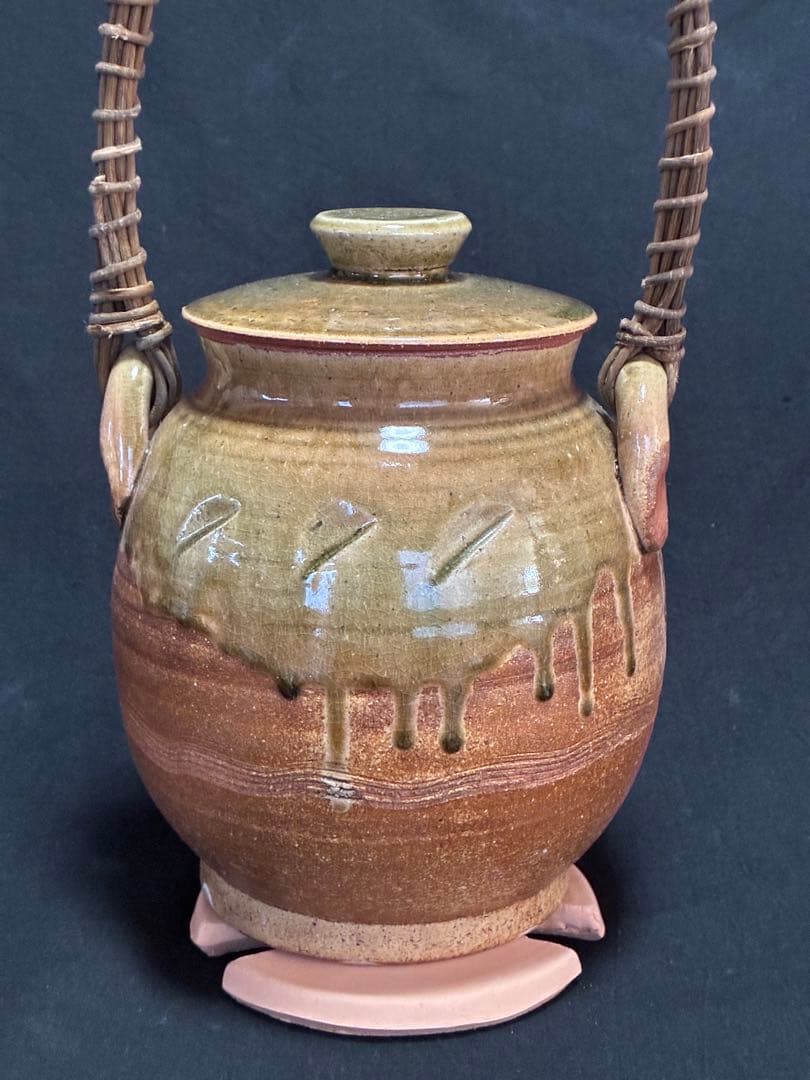 陶器製 火消し壺 取っ手付き 横手型 陶芸陶芸用品