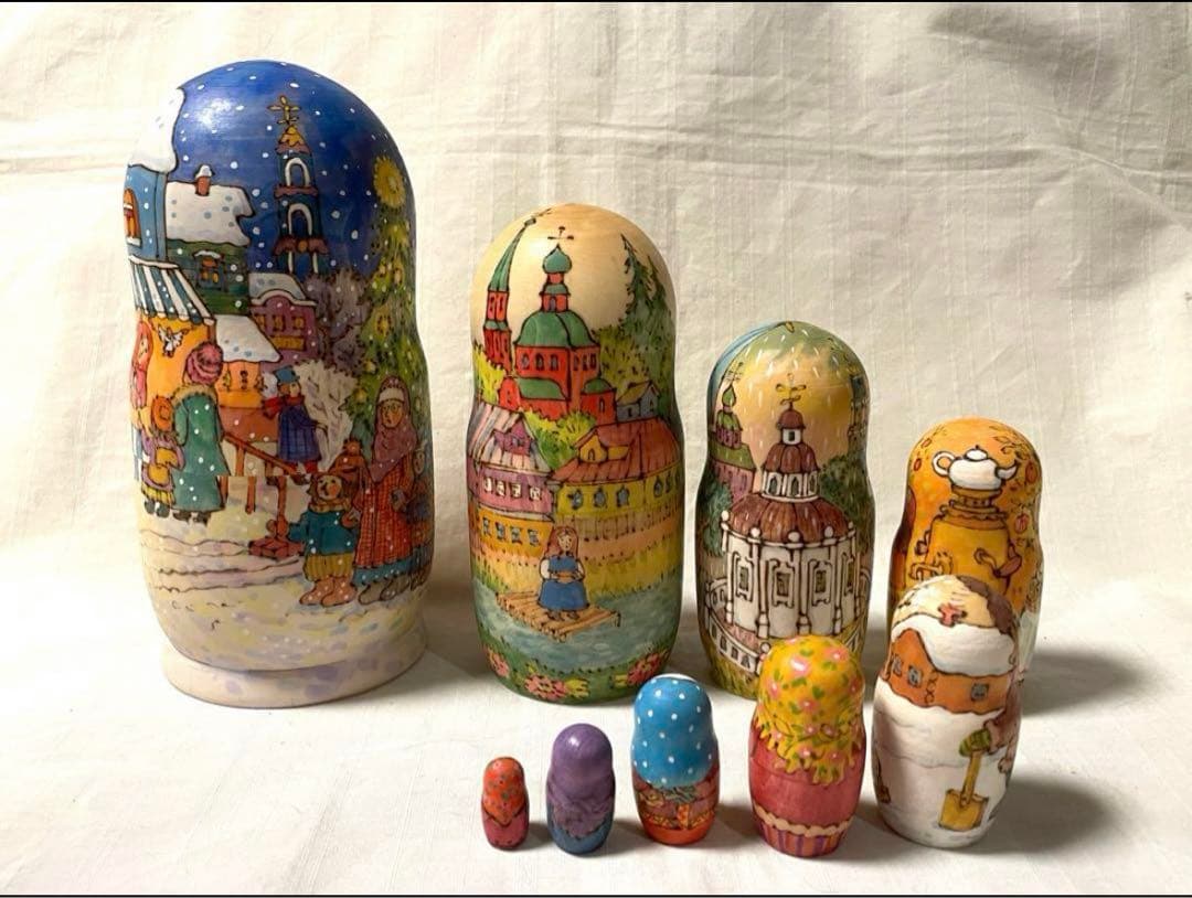 毛利専蔵 伝統こけし4本セット 1980年代前半 津軽系 温湯 昭和レトロ