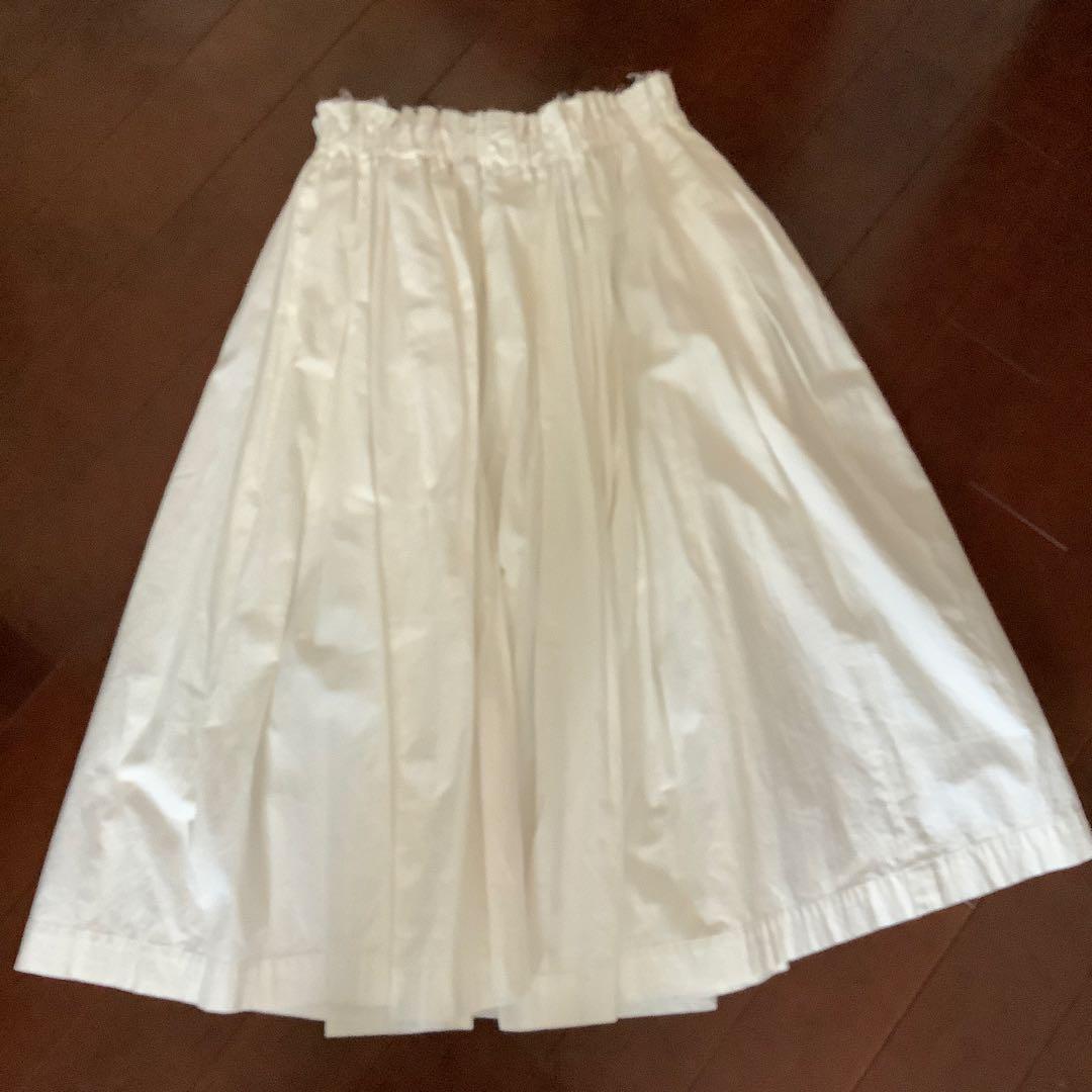 コムデギャルソン　ギャザー　スカート　ホワイト　サイズS