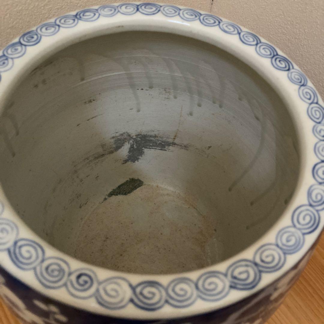 呉須　梅の花　火鉢　磁器　陶器