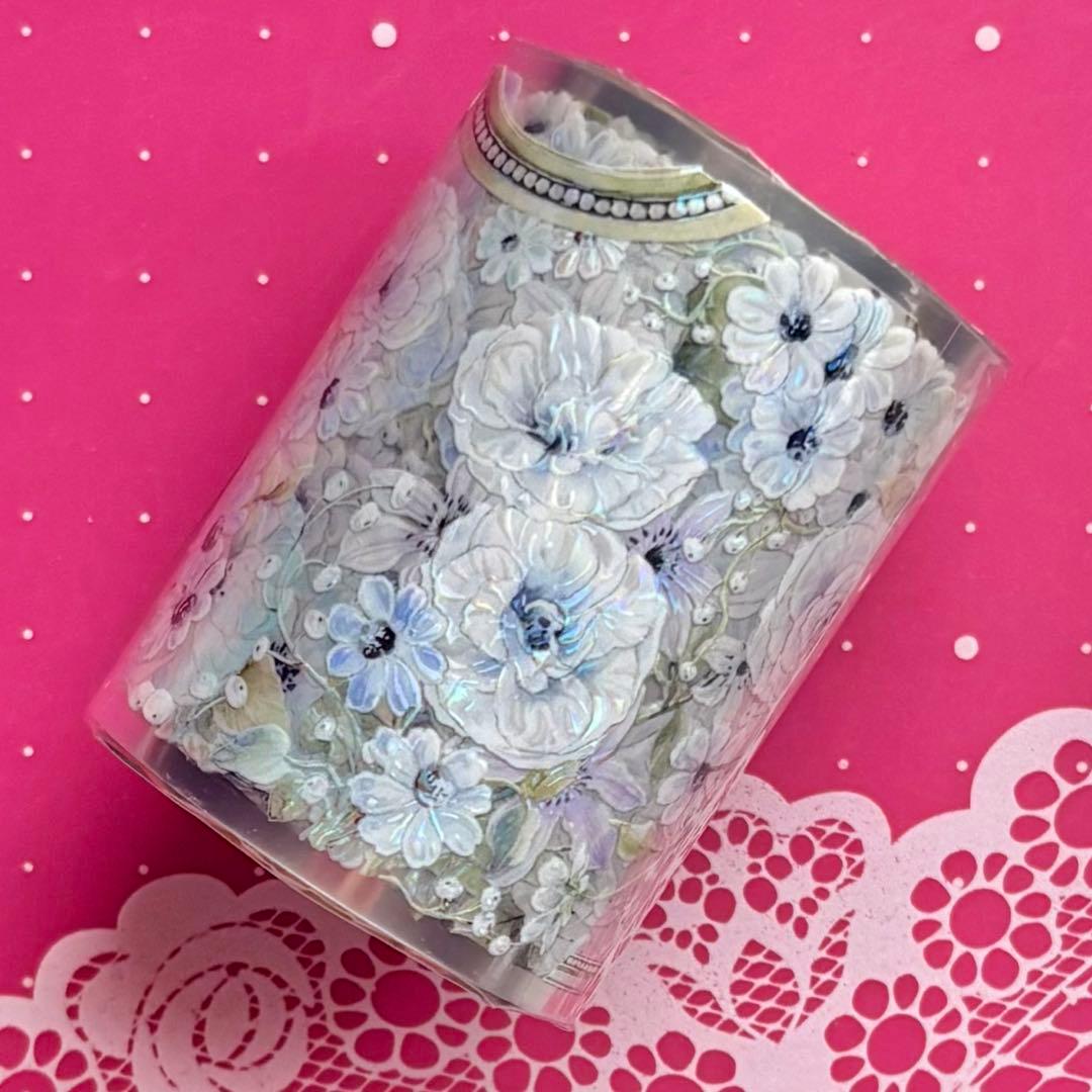 贝壳光 雾紫浣花 6cm×5m 海外マスキングテープ 海外マステ 花