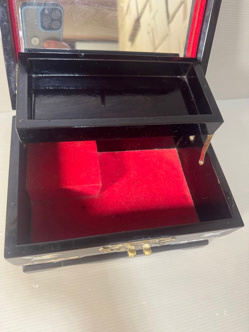 2565 螺鈿細工 花鳥　宝石箱 小物入れ 漆器 アクセサリーケース