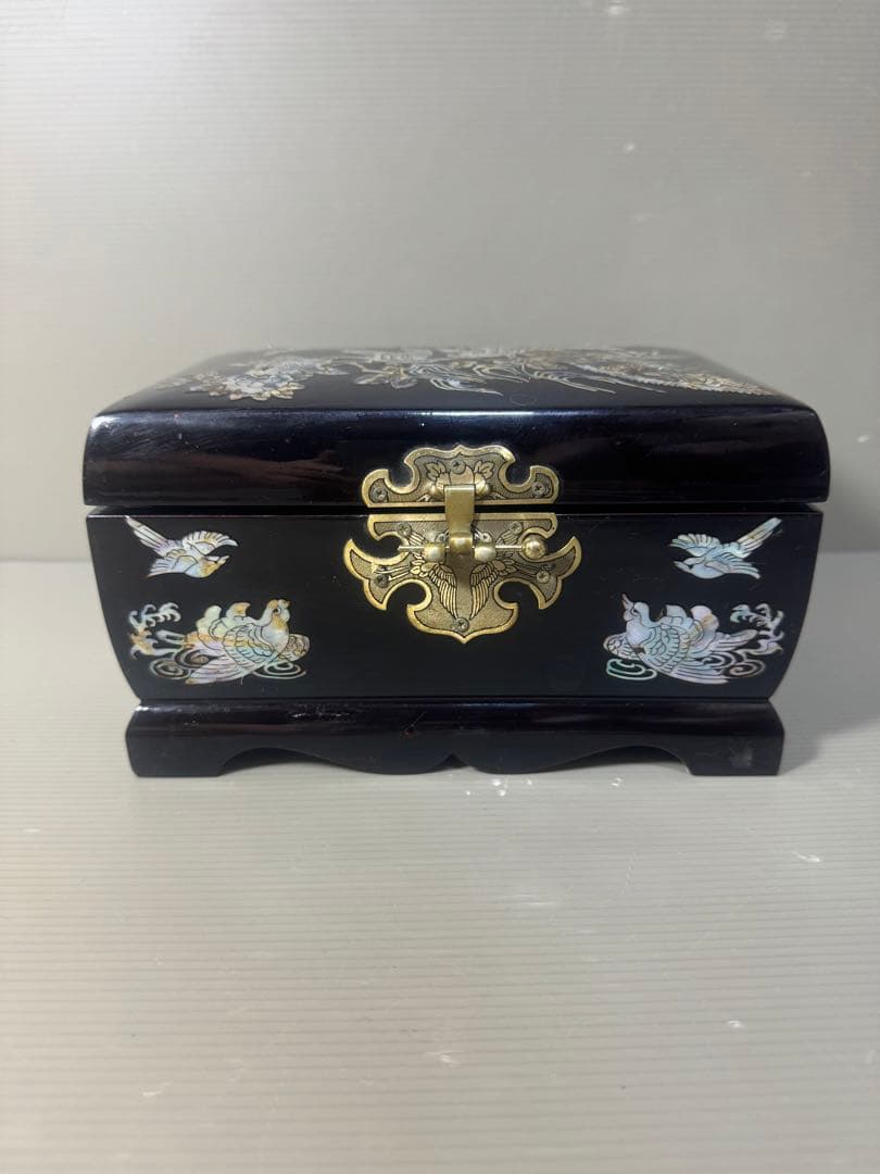 2565 螺鈿細工 花鳥　宝石箱 小物入れ 漆器 アクセサリーケース