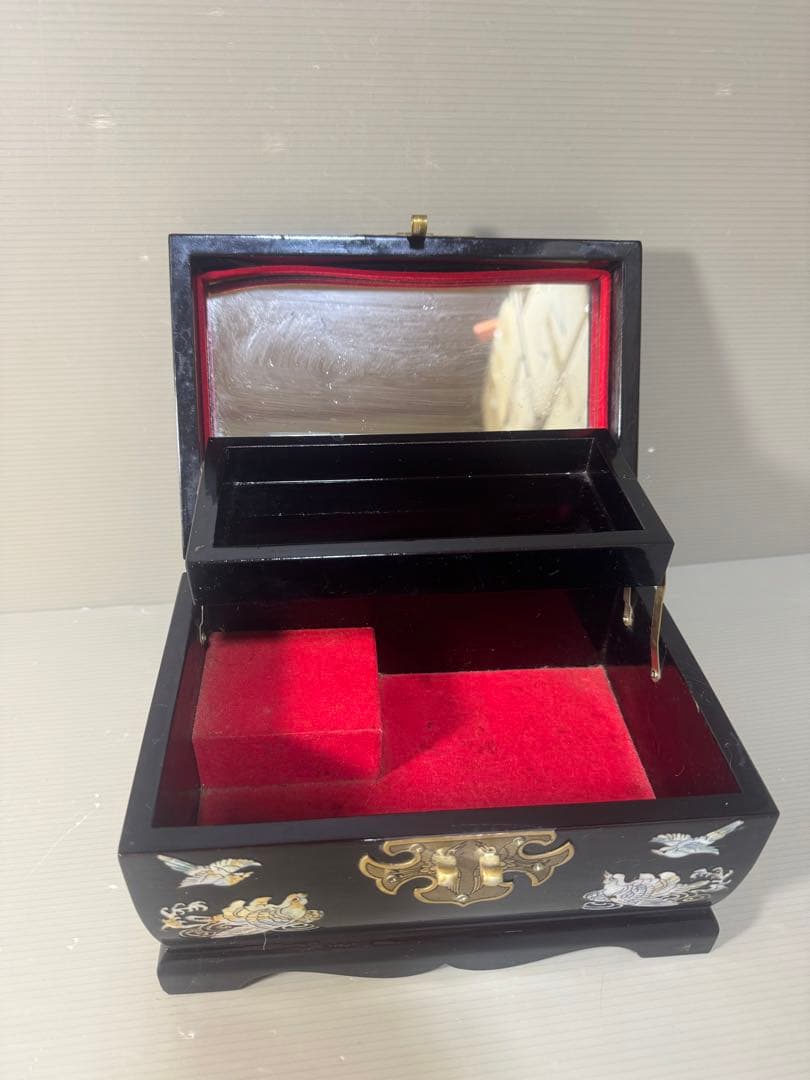 2565 螺鈿細工 花鳥　宝石箱 小物入れ 漆器 アクセサリーケース
