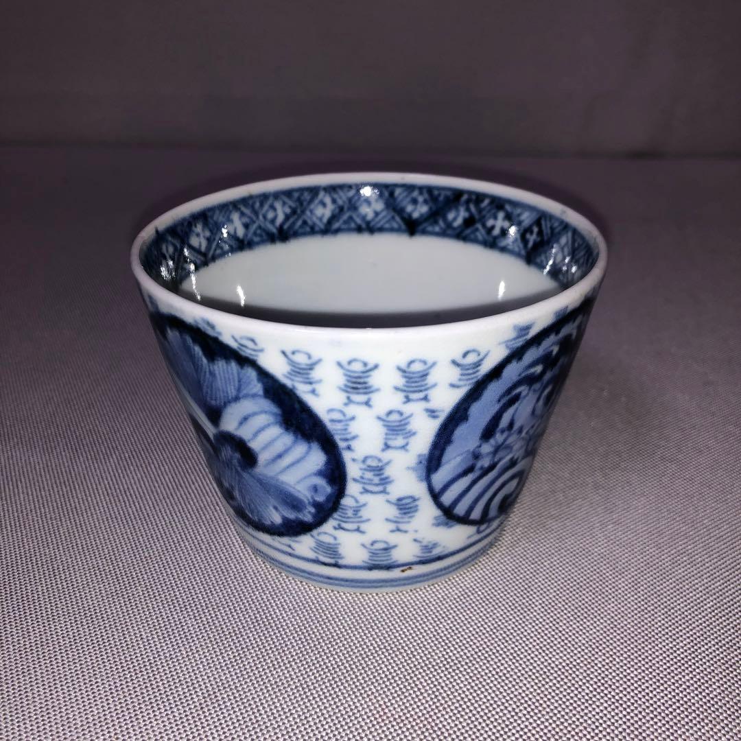 古伊万里　古印版コレクション　そば猪口　型紙擦り