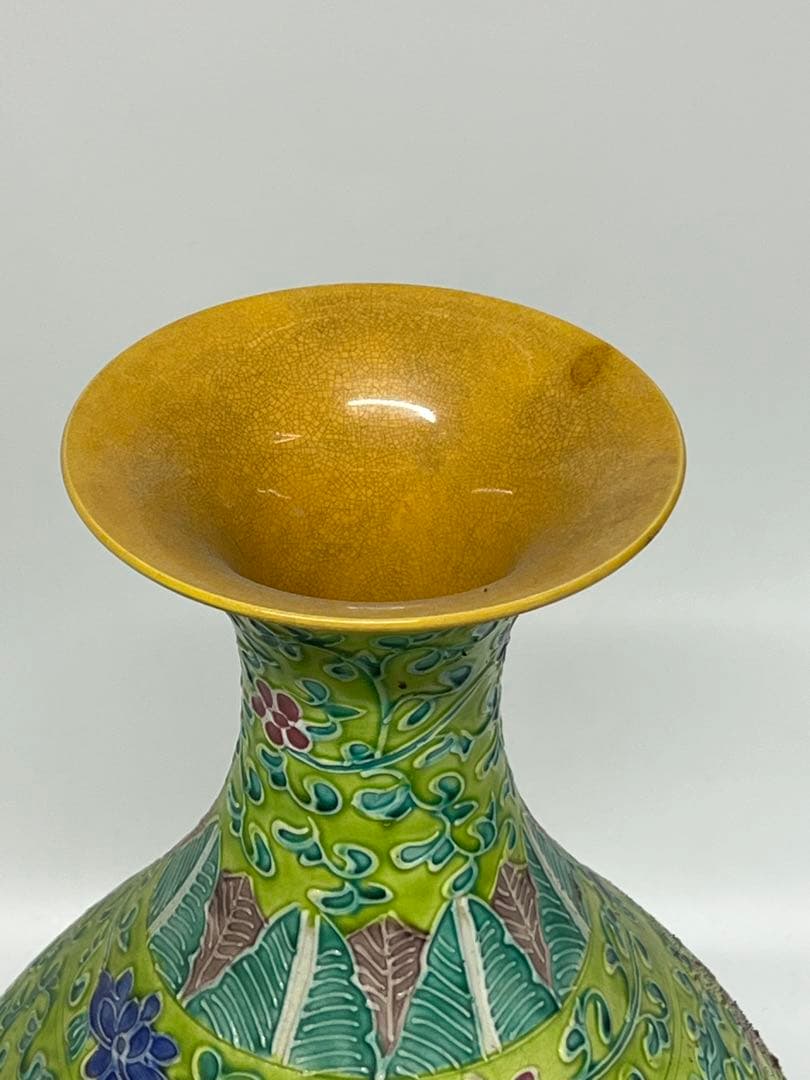 整理品】極上 清時代龍鳳紋花瓶 /西す—43