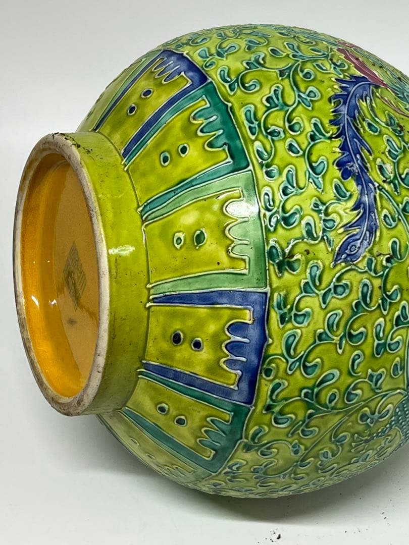 整理品】極上 清時代龍鳳紋花瓶 /西す—43