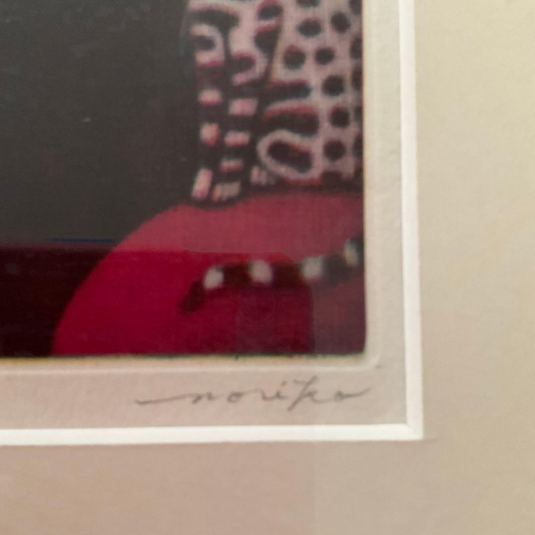 原島紀子リトグラフ22/75 「猫とピエロ」