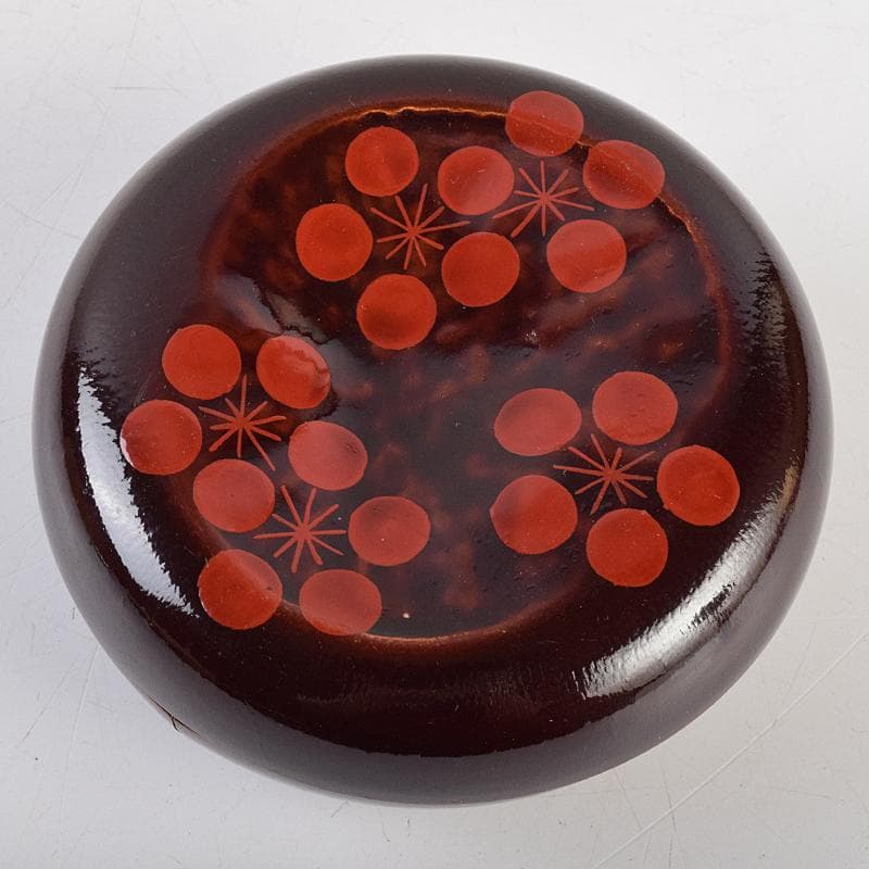 茶道具　塗師　近藤道恵作　織部好写　梅香合　花押有　共箱二重箱　V　R9513