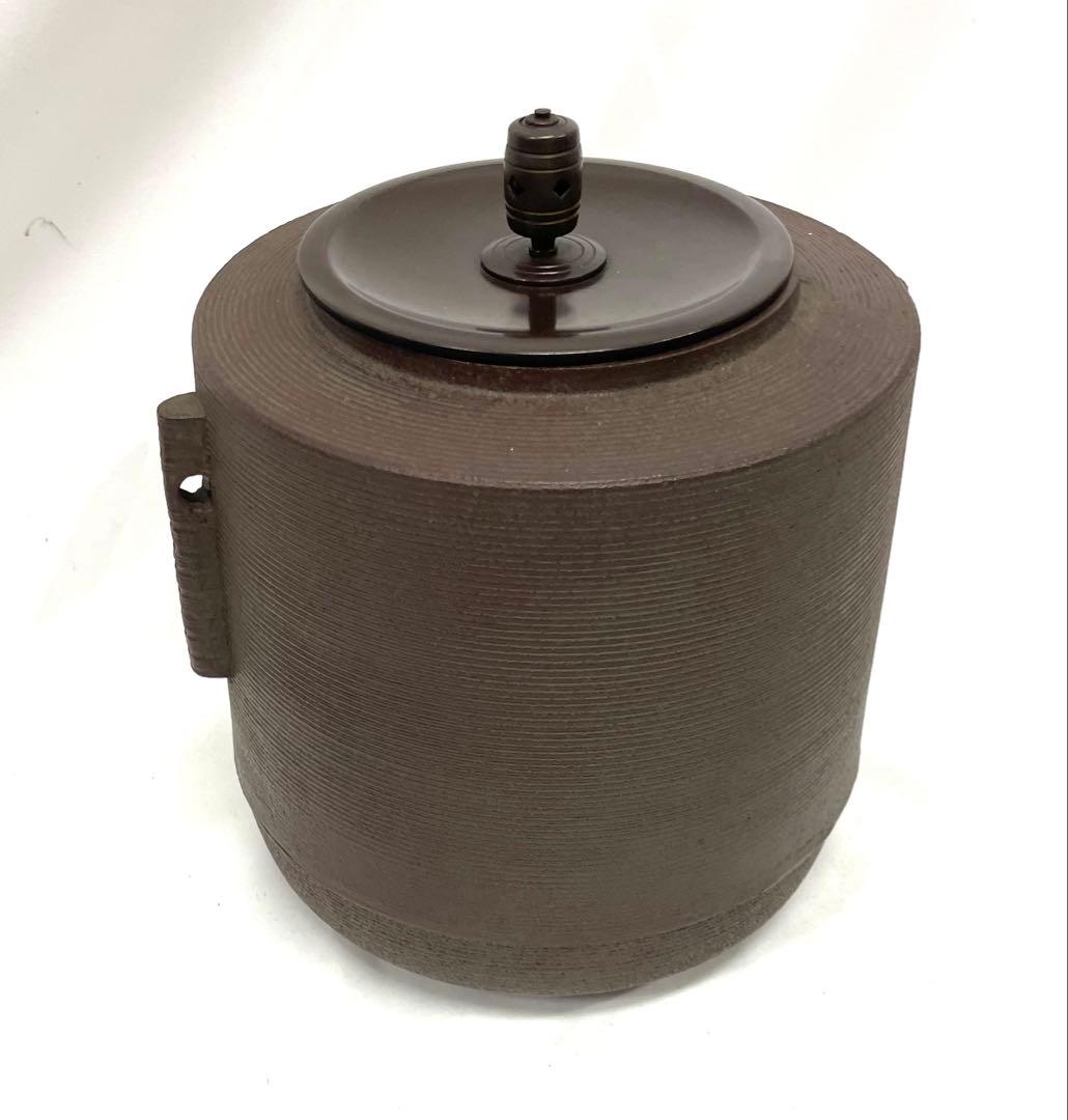 ☆ 釜師 佐藤清光 糸目筒釜 筒釜 茶釜 鉄釜 風炉釜 茶道具