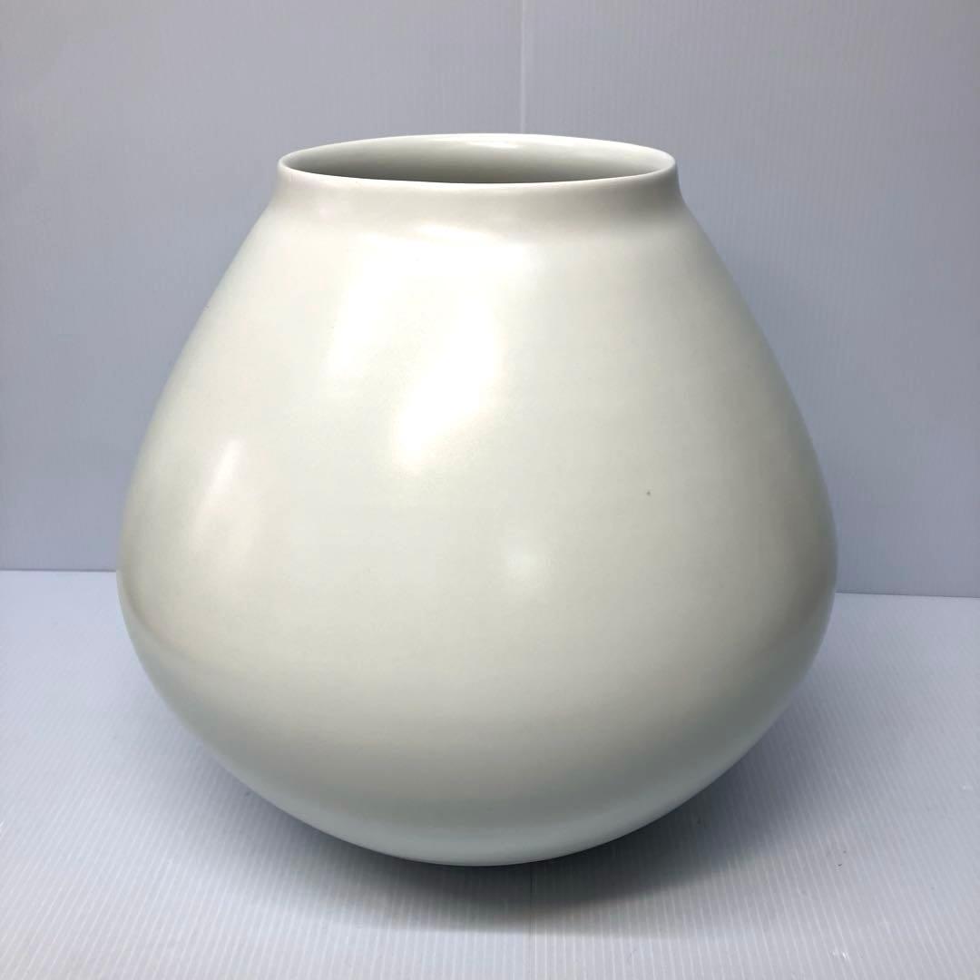 【人間国宝前田昭博作】壺　白瓷 白磁　花瓶　花入　陶芸　年代物　共箱入　やなせ窯