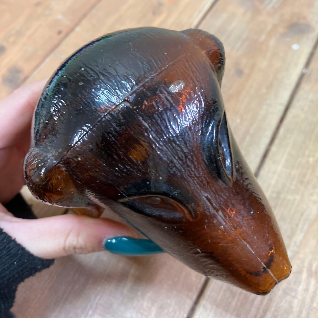 D-4 ヴィンテージ ダックスフント デキャンタ デカンタ アンバーガラス