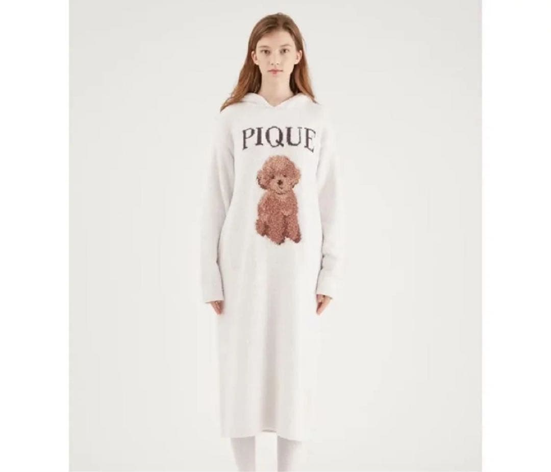 新品タグ付 ジェラートピケ トイプードル JOD ジャガードワンピース 白