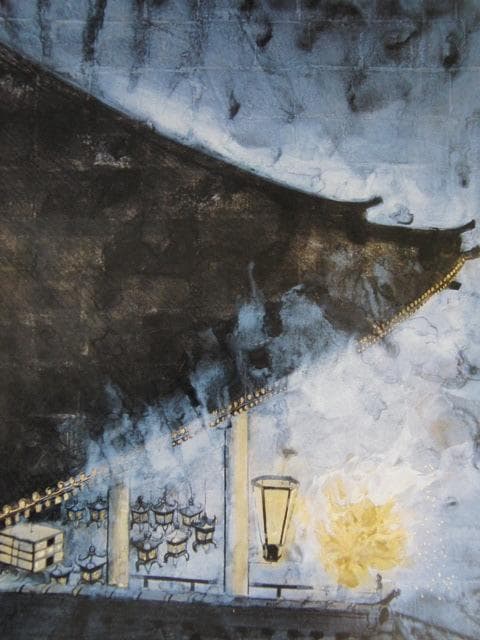 飯田史朗、【御水取り】、希少な額装用画集より、新品額装付、状態良好