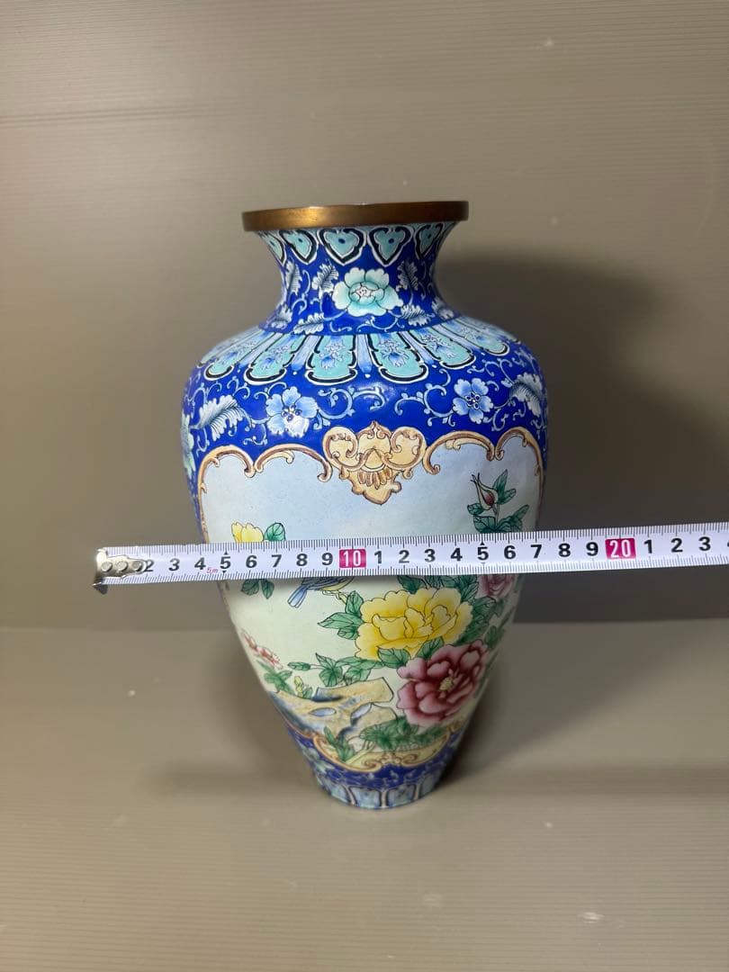 2309 七宝焼　花鳥文　琺瑯　花瓶