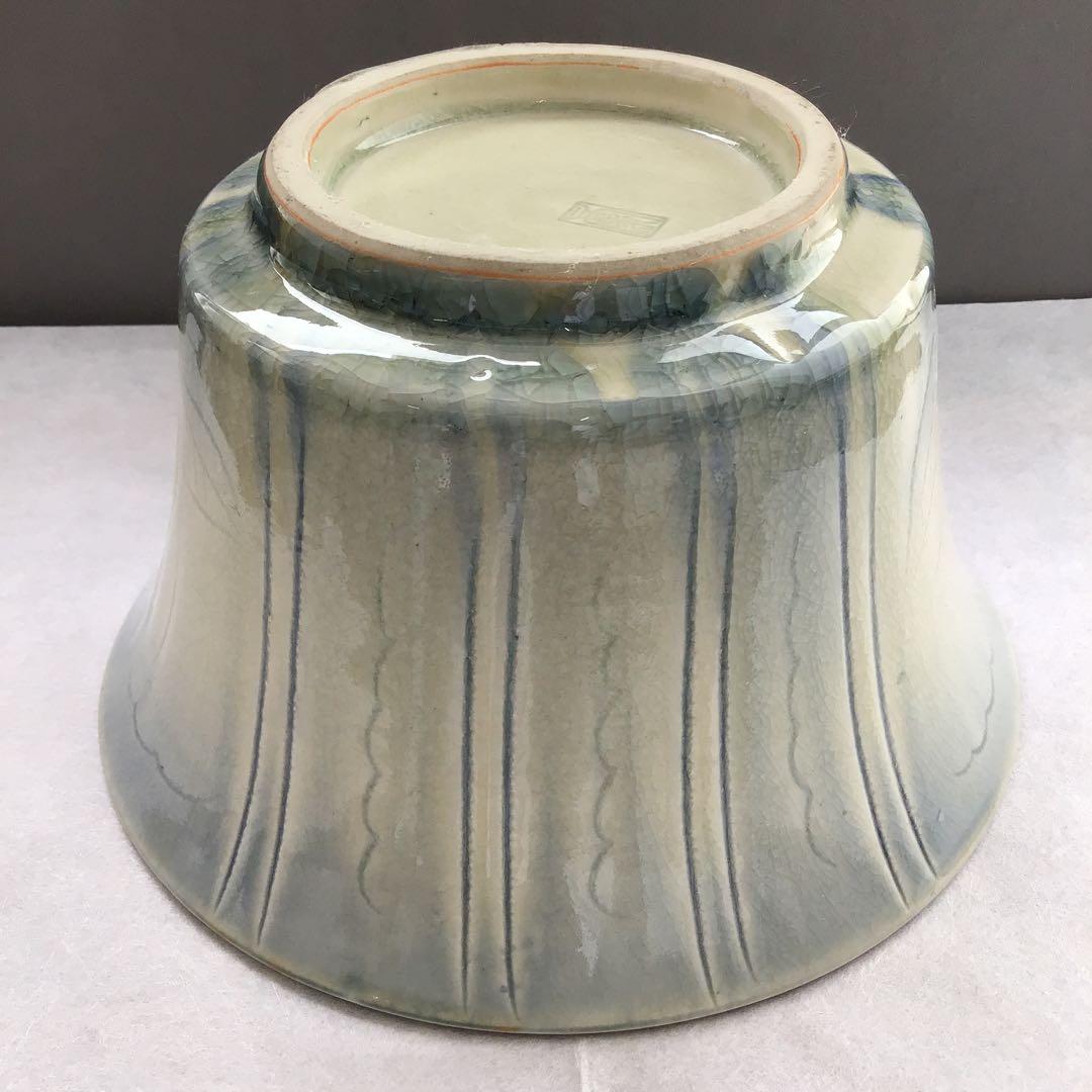 茶器 菓子器 御深井釉単花刻文菓子鉢 大江文象作 無形文化財 共箱