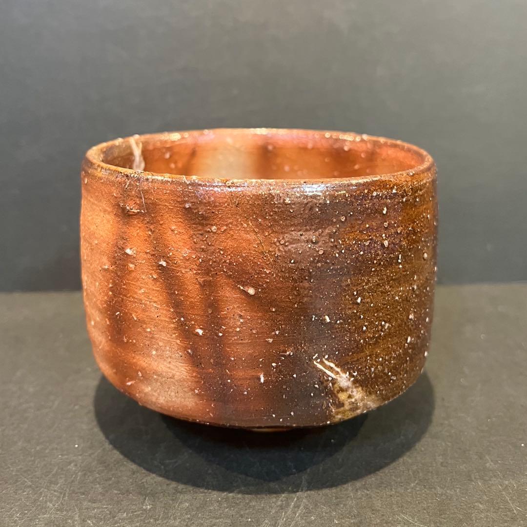 新品　人間国宝　伊勢崎淳　茶碗／陶歴共布共箱あり　緋襷　個展購入品