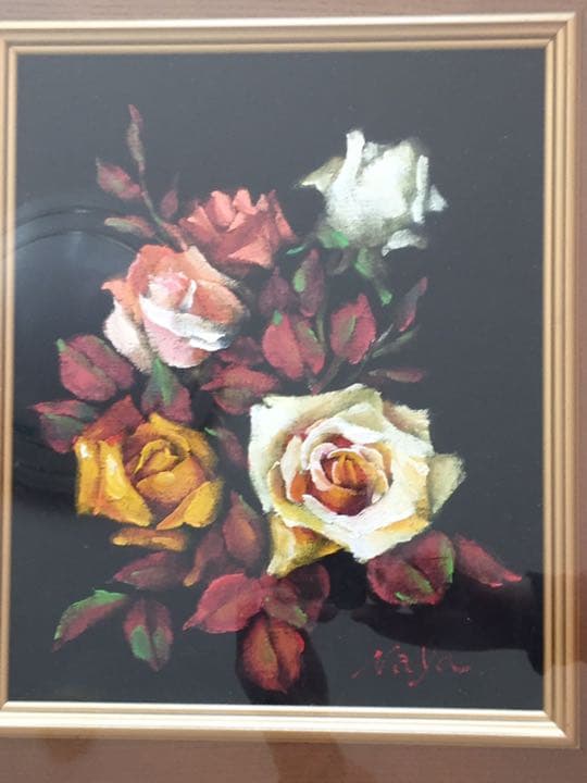 油絵 納屋修平 真作 バラ