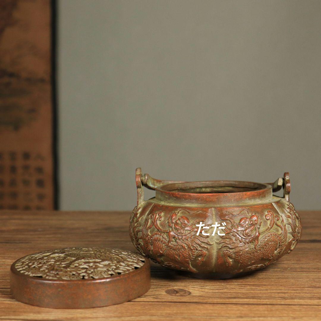 銅器 麒麟手提げ炉 暖手炉 香道具 工芸品 置物