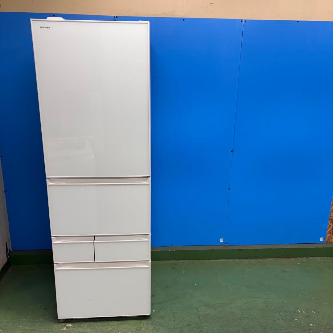 670 関東 鏡面デザイン 5ドア 右開き 大型冷蔵庫 400L強 自動製氷機