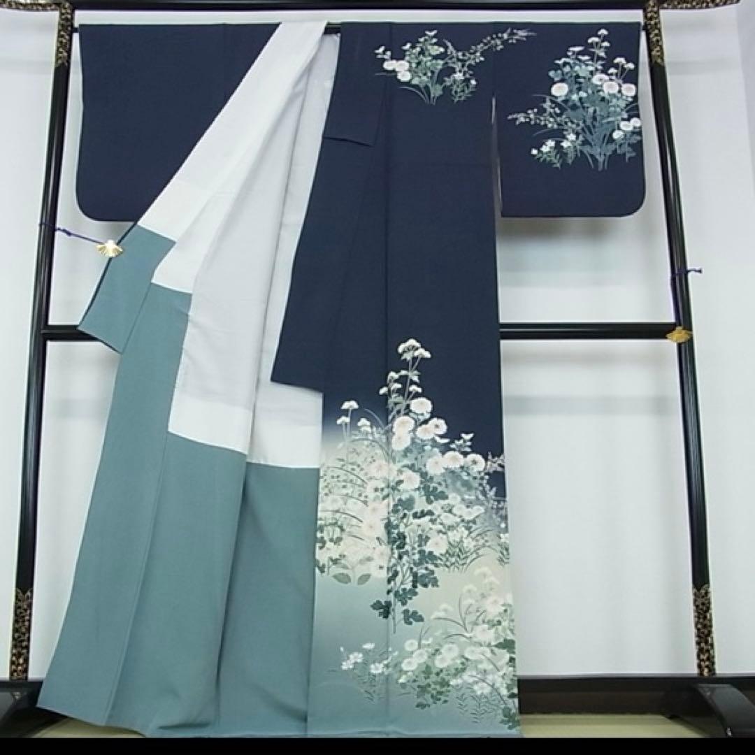 十日町友禅作家阿部佳雪訪問着 裄丈70花柄 要確認〜