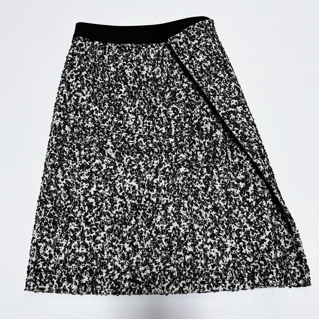 定価104,500円✨美品 ドゥロワー ジャガードラップスカート 高級感 白黒