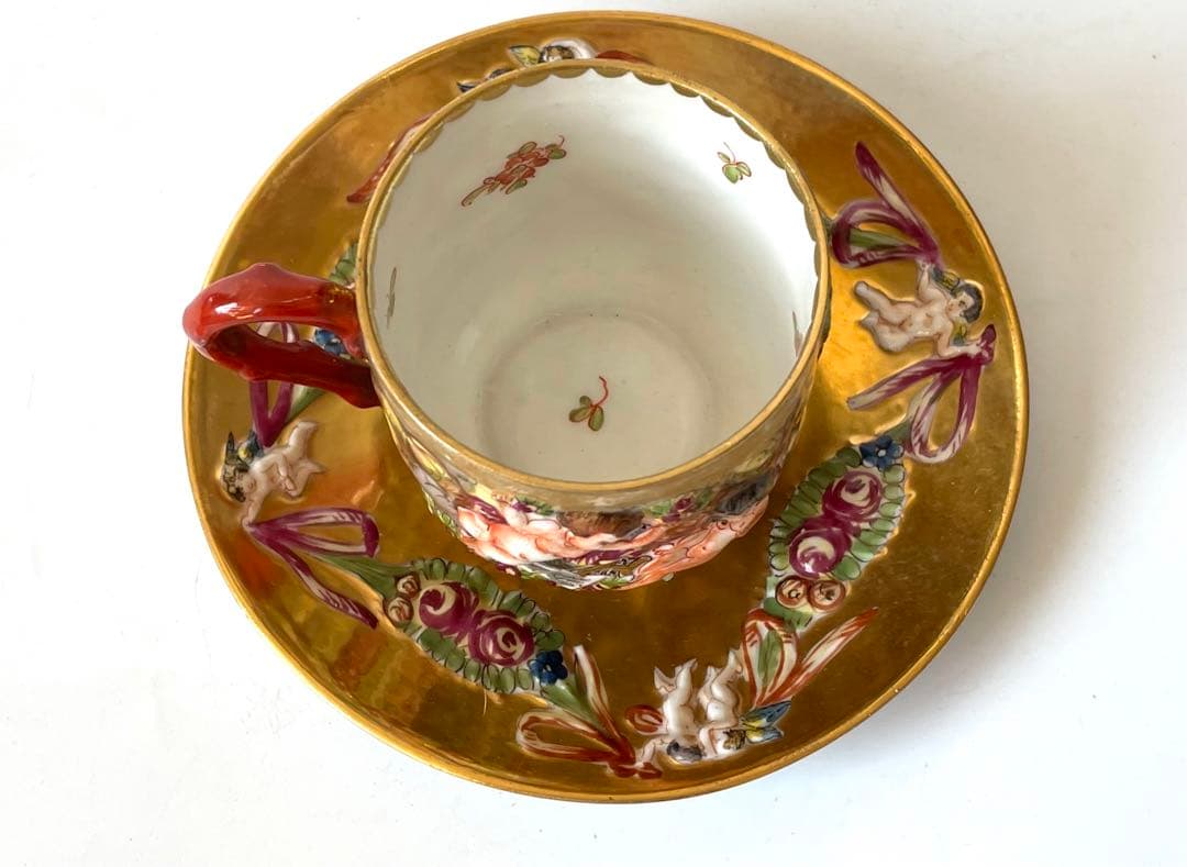 骨董 アンティーク イタリア カポディモンテ カップアンドソーサー