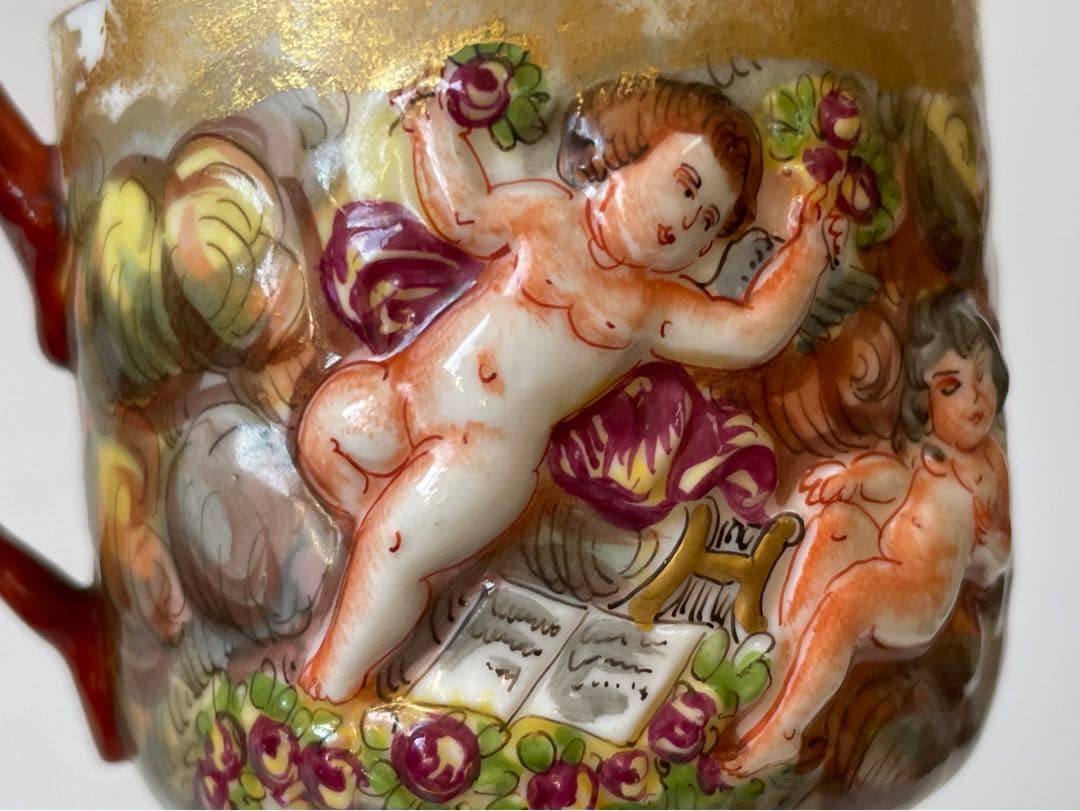 骨董 アンティーク イタリア カポディモンテ カップアンドソーサー