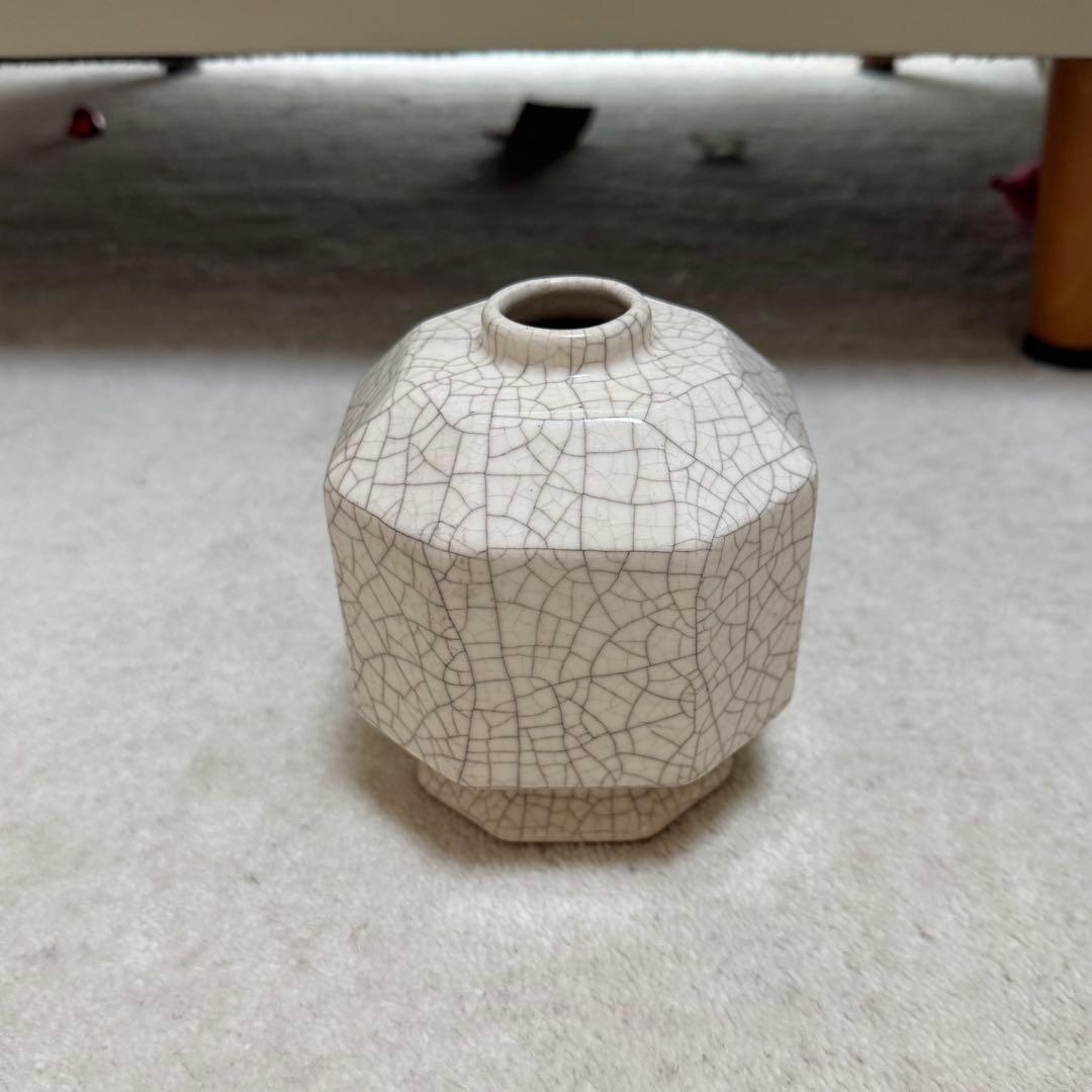 中国美術八角面取壺花瓶花器氷裂貫入骨董