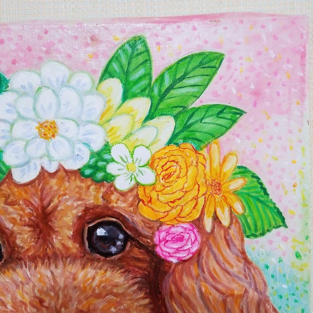 油絵 ハッサン様専用 花冠のかわいいモモちゃん