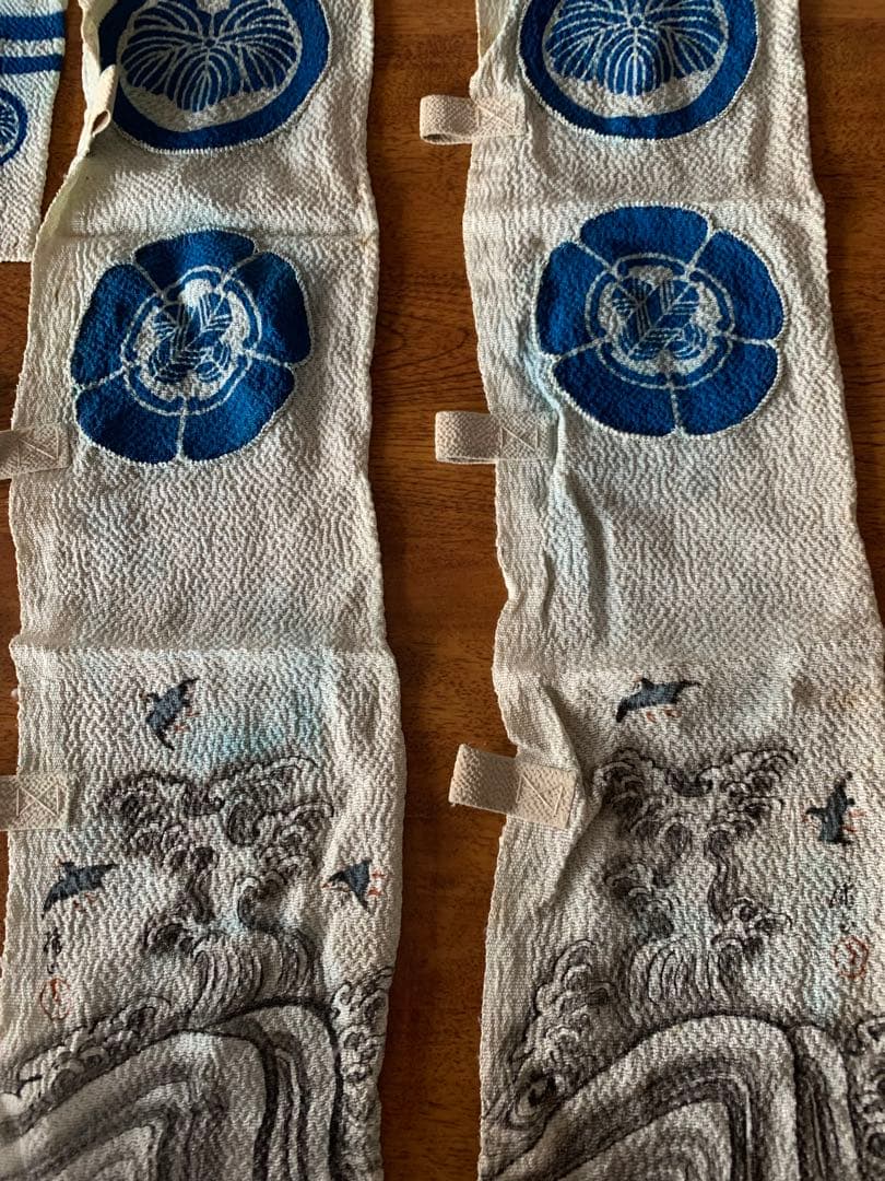 美術工芸品 明治中期 刺繍紋章店作の室内飾り用の鯉のぼり部材