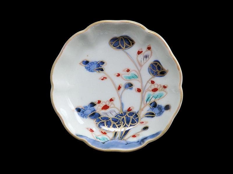 古伊万里 染錦 河骨紋の図 手塩皿 3寸半皿 4枚 D417AS-fbuw - メルカリ