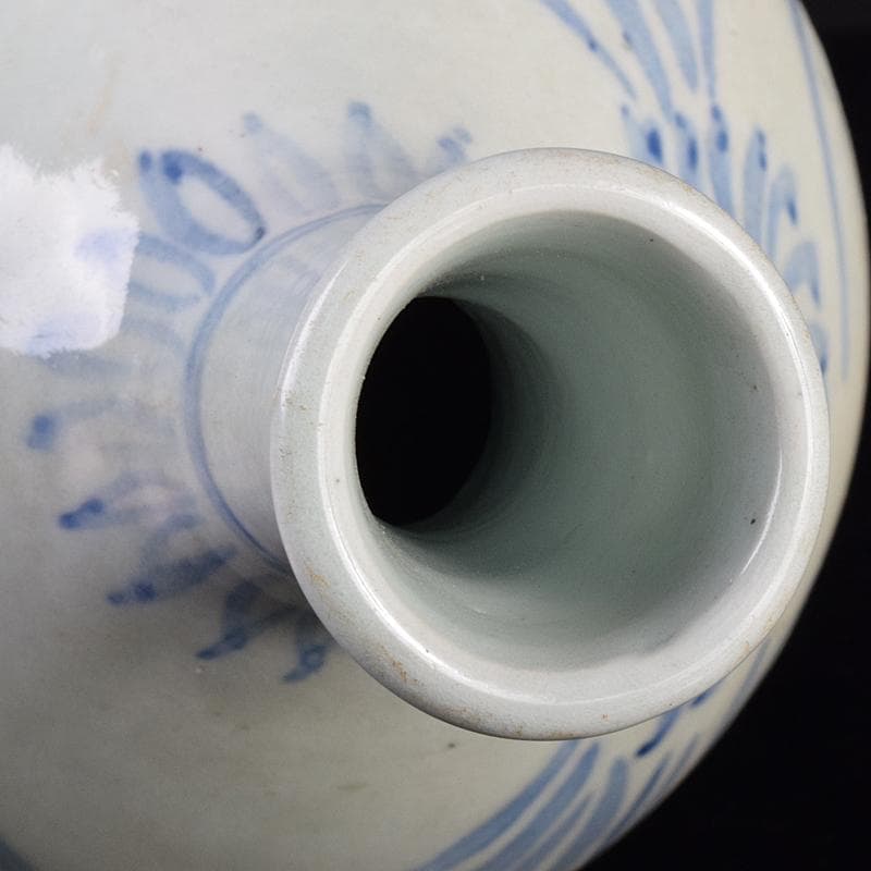 朝鮮美術 李朝 高麗白磁 辰砂染付 花文瓶 壺 M R7653