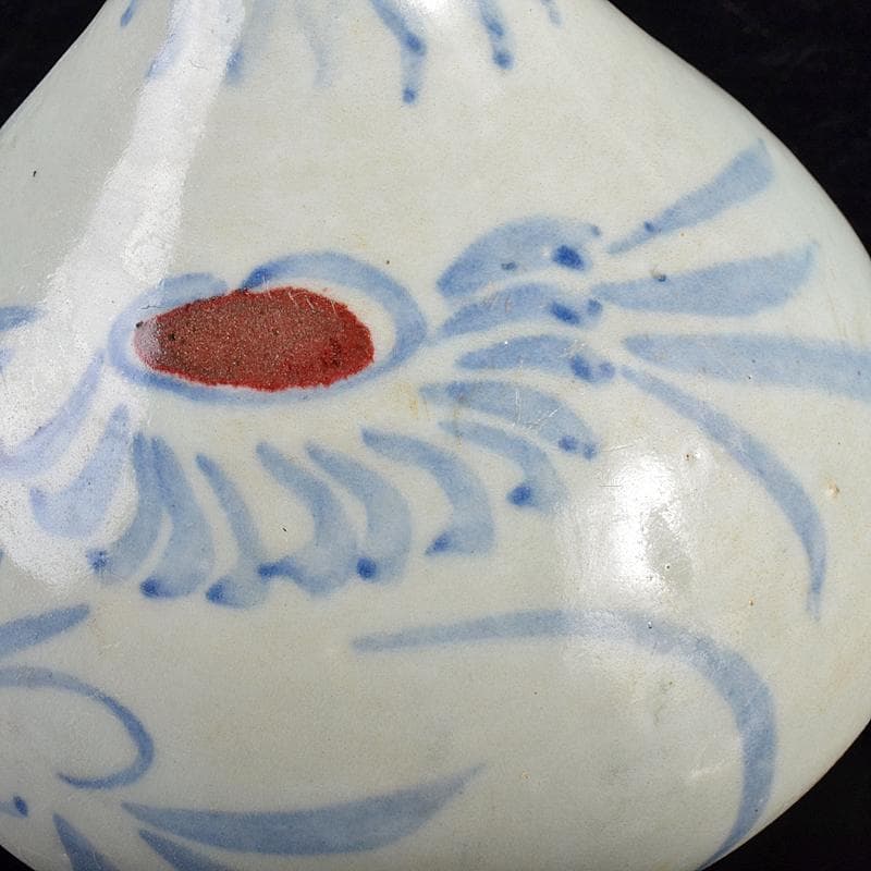 朝鮮美術 李朝 高麗白磁 辰砂染付 花文瓶 壺 M R7653