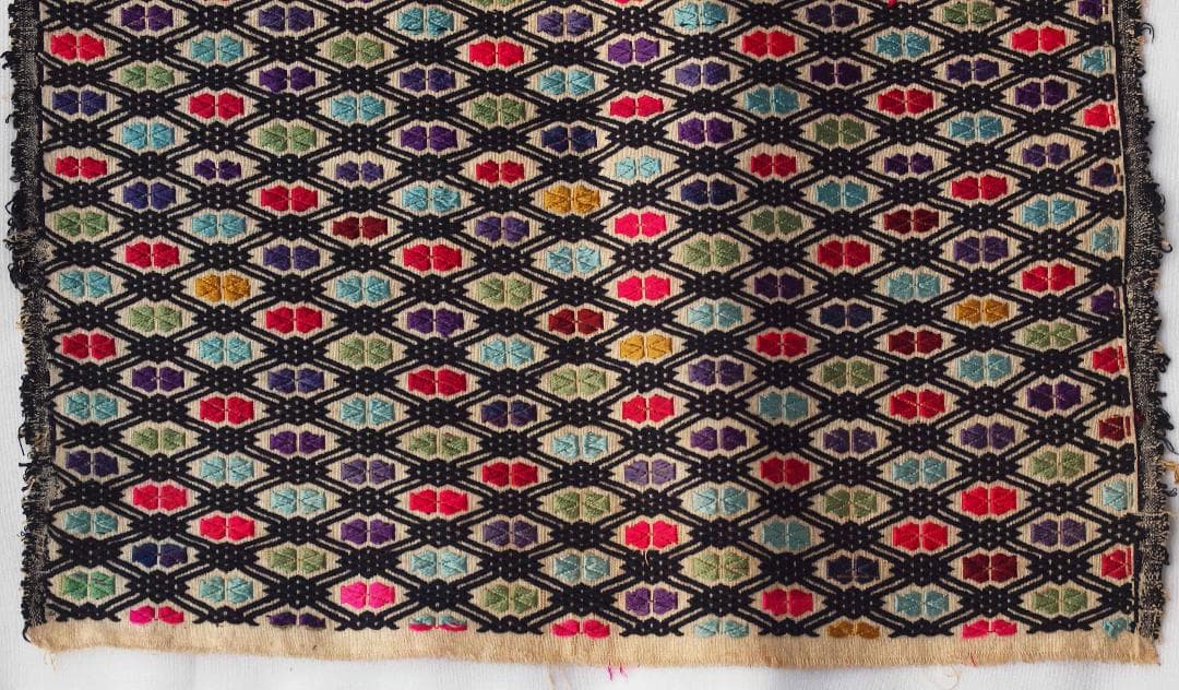 中国貴州省で入手、約300の格子状菱形紋に6花弁紋