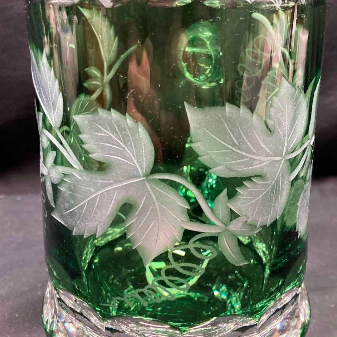 美品】カガミクリスタル ビアジョッキ グリーン