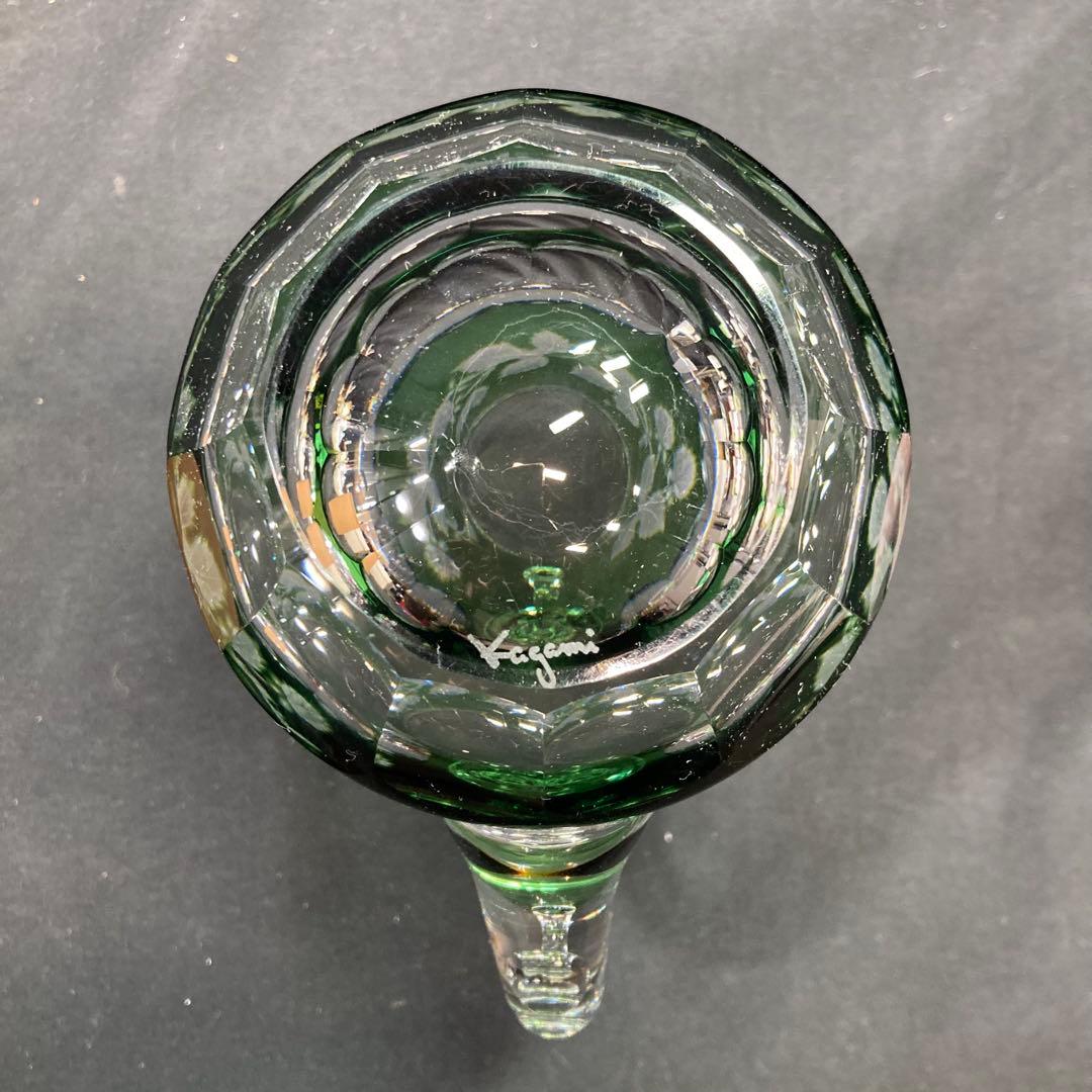 美品】カガミクリスタル ビアジョッキ グリーン