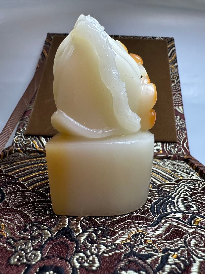 花鳥】 蓮花 鳥 大材 美品 高級印材 篆刻 印石 寿山石 芙蓉 巧色